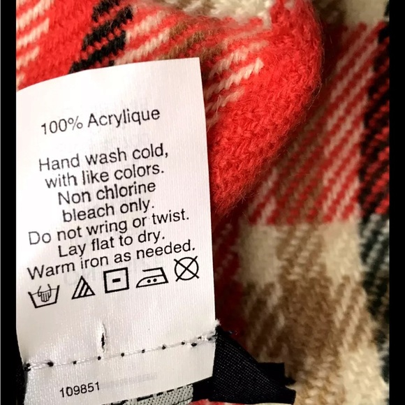 J.Crew Factory Scarf Long Plaid Shawl Wrap Fringe Tan Orange 74 x 24 - Picture 9 of 10